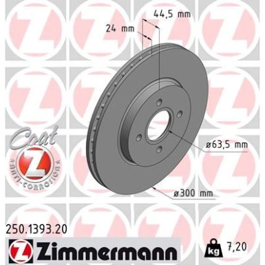 ZIMMERMANN Bremsscheibe | 250.1393.20