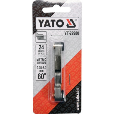 YT-29980 Gewinde-Messlehre Metrisch 60Ï Steigung 24 Blatt