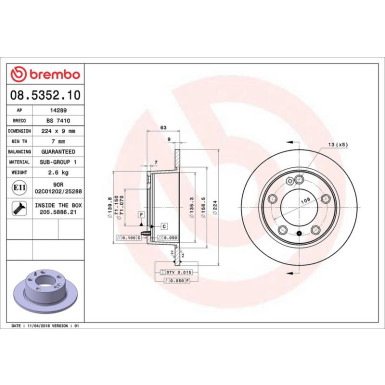 70 482 010 Bremsscheibe HA CITROEN XM 89 PRIME LINE 08.5352.10