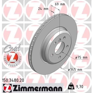 ZIMMERMANN Bremsscheibe 150.3480.20 Coat Z