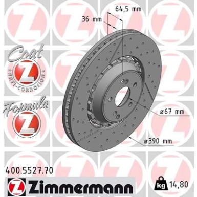 ZIMMERMANN Bremsscheibe 400.5527.70 Formula Z