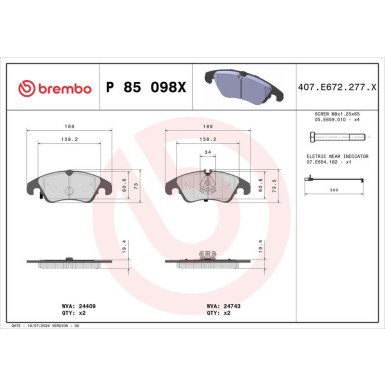 BREMBO Bremsklötze Xtra VA AUDI A4, A5, A6, A7, Q5 07-18 XTRA LINE P 85 098X BREMBO Bremsklötze Xtra VA AUDI A4, A5, A6, A7, Q5 07-18 XTRA LINE P 85 098X