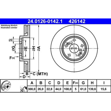 ATE Bremsscheibe | 24.0126-0142.1
