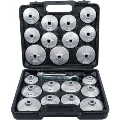 BGS Ölfilterschlüssel-Satz | Aluminium-Druckguss | Antrieb Innenvierkant 12,5 mm (1/2"""") | 23-tlg | 1035