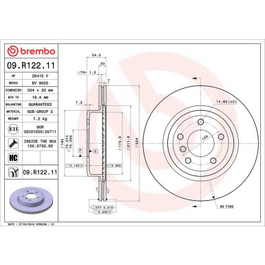 11 482 071 Bremsscheibe HA | BMW Z4 09 | 09.R122.11