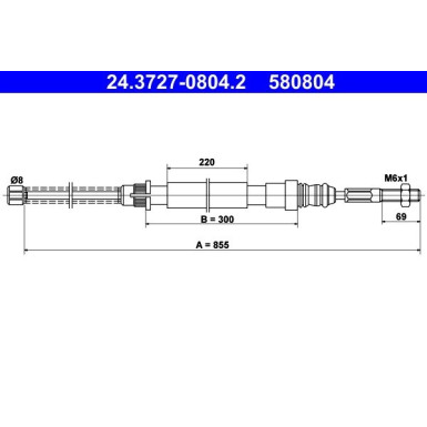 ATE Handbremsseil Seilzug Festellbremse 24.3727-0804.2 ATE Handbremsseil Seilzug Festellbremse 24.3727-0804.2