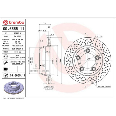 13 482 032 Bremsscheibe HA PORSCHE 911 95 PRIME LINE - UV Coated 09.6665.11
