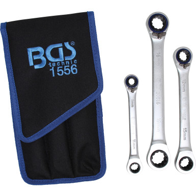 BGS Ratschen-Ringschlüssel-Satz | umschaltbar | """"4-in-1"""" | 3-tlg | 1556