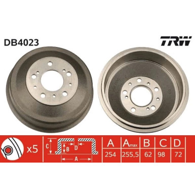 Bremstrommel. Citroen T. Jumper 1,9-2,8 Hdi 94-06 | DB4023 Bremstrommel. Citroen T. Jumper 1,9-2,8 Hdi 94-06 | DB4023