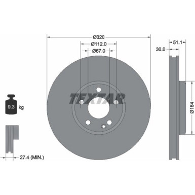 Bremsscheibe Db P. W246/W176 220Cdi A/B Klasse 12 PRO 92258003