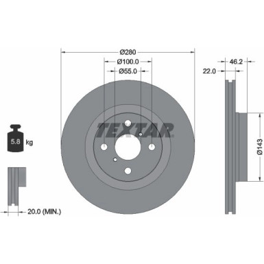 Bremsscheibe Toyota P. Yaris 1.5 Hybrid 12 | 92287603