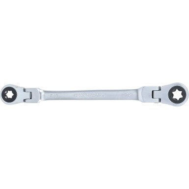 BGS Doppel-Ratschen-Ringschlüssel abwinkelbar mit E-Profil Ringköpfen SW E10 x E12 71028-10X12