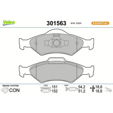 VALEO Bremsbeläge 301563