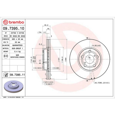 82 481 003 Bremsscheibe VA TOYOTA Avensis 97 PRIME LINE - UV Coated 09.7395.11