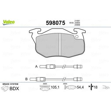 VALEO Bremsbeläge 598075