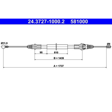 24.3727-1000.2 Seilzug, Feststellbremse 24.3727-1000.2 Seilzug, Feststellbremse