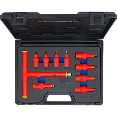 BGS VDE-Bit-Einsatz-Satz | Antrieb Innenvierkant 10 mm (3/8"""") / 12,5 mm (1/2"""") | Innensechskant 4 - 10 mm | 10-tlg | 7132