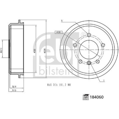 FEBI BILSTEIN Bremstrommel | 184060