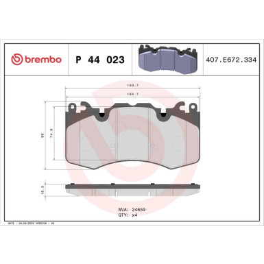 BREMBO Bremsklötze VA LAND ROVER Range Rover 12 PRIME LINE P 44 023