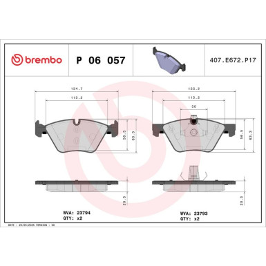 BREMBO Bremsklötze VA | BMW 5 01-10 | P 06 057
