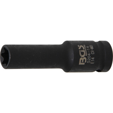 BGS Kraft-Steckschlüssel-Einsatz E-Profil, tief | Antrieb Innenvierkant 12,5 mm (1/2"""") | SW E14 mm | 5204-14