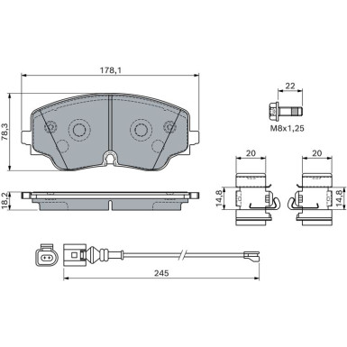 BOSCH | Bremsbelagsatz, Scheibenbremse | 0 986 460 162
