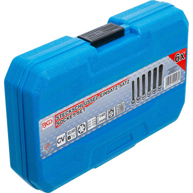BGS Steckschlüssel-Einsatz-Satz E-Profil, extra lang | Antrieb Innenvierkant 12,5 mm (1/2"""") | SW E10 - E20 | 6-tlg | 2028