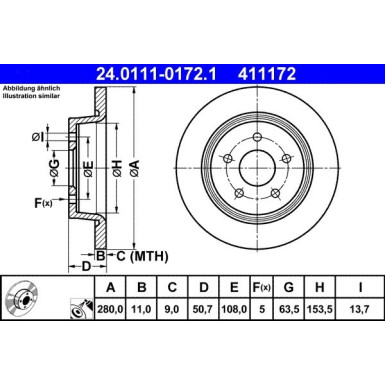 Bremsscheibe Ford T. C-Max/Kuga/Transit 10 | 24.0111-0172.1