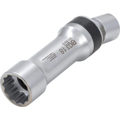 BGS Zündkerzen-Gelenkeinsatz Zwölfkant mit Haltefeder | Antrieb Innenvierkant 10 mm (3/8"""") | SW 18 mm | 6849