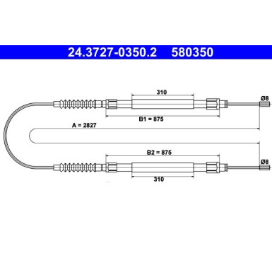 ATE Handbremsseil Seilzug Festellbremse 24.3727-0350.2