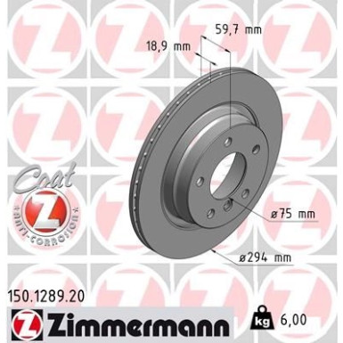ZIMMERMANN Bremsscheibe | 150.1289.20