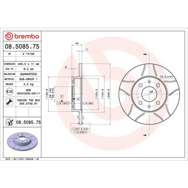 40 481 013M Bremsscheibe HA Brembo Max | ALFA,FIAT,LANCIA 88 | 08.5085.75