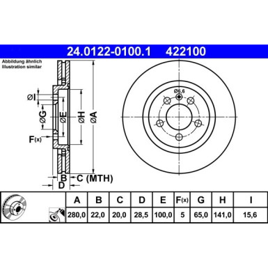 BREMSSCHEIBE VW P. GOLF/PASSAT/VENTO 1,9 TDI/2,0-2,8 91-98280 X 22WYSOKO NAW GLANY 24.0122-0100.1