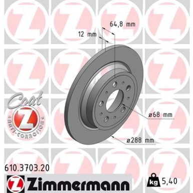 ZIMMERMANN Bremsscheibe | 610.3703.20