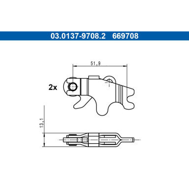 ATE Zubehörsatz, Feststellbremsbacken 03.0137-9708.2 Spreizschloss ATE Zubehörsatz, Feststellbremsbacken 03.0137-9708.2 Spreizschloss