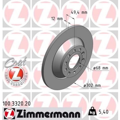 ZIMMERMANN Bremsscheibe 100.3320.20 Coat Z