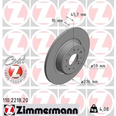 ZIMMERMANN Bremsscheibe 110.2218.20 Coat Z