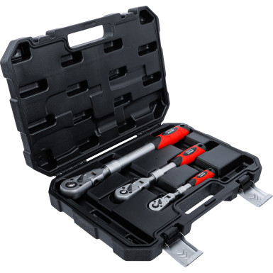 BGS Umschaltknarren-Satz ausziehbar, abwinkelbar Abtrieb Außenvierkant 6,3 mm (1/4 ) - 10 mm (3/8 ) - 12,5 mm (1/2 ) 3-tlg BGS Do it yourself 72114