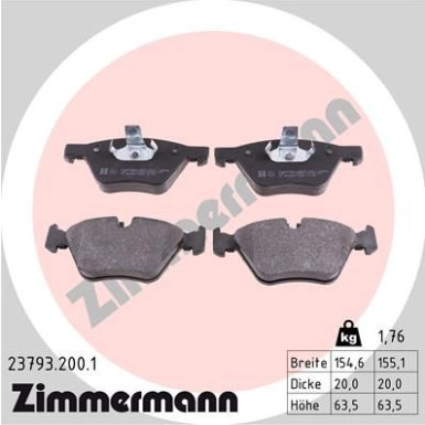 ZIMMERMANN Bremsbeläge | 23793.200.1