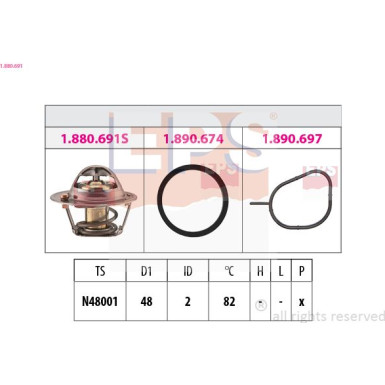 Thermostat, Kühlmittel Made in Italy - OE Equivalent 1.880.691