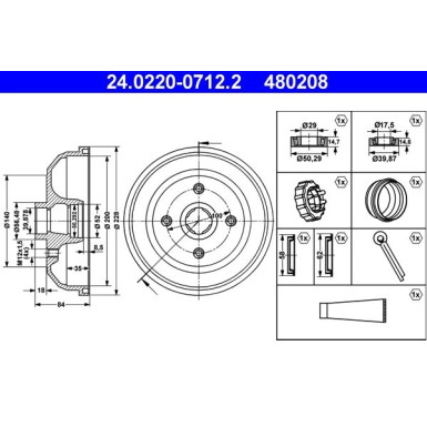 ATE Bremstrommel 24.0220-0712.2