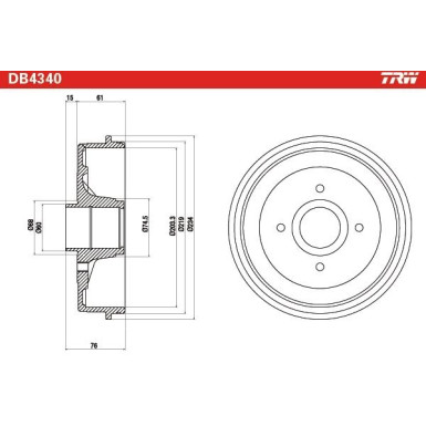 Bremstrommel. Nissan T.Micra/Hinweis 1,0-1,6 03-12 | DB4340 Bremstrommel. Nissan T.Micra/Hinweis 1,0-1,6 03-12 | DB4340