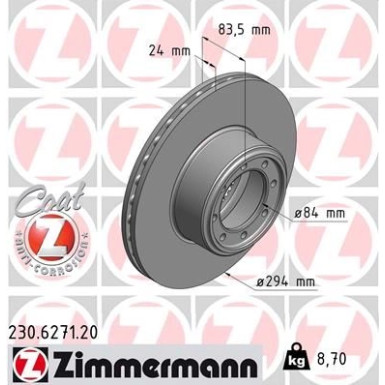 ZIMMERMANN Bremsscheibe 230.6271.20 Coat Z
