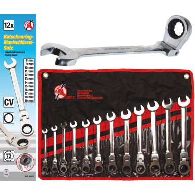 BGS Ratschenring-Maulschlüssel-Satz flexible Köpfe SW 8 - 19 mm 12-tlg BGS Do it yourself 30002