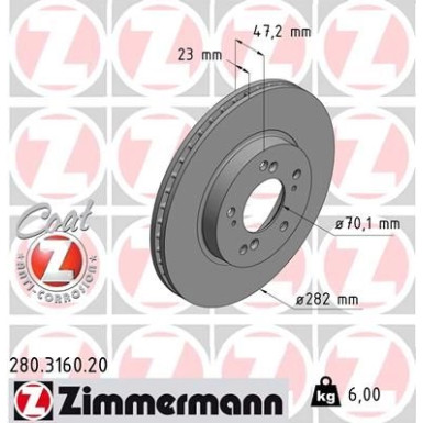 ZIMMERMANN Bremsscheibe | 280.3160.20