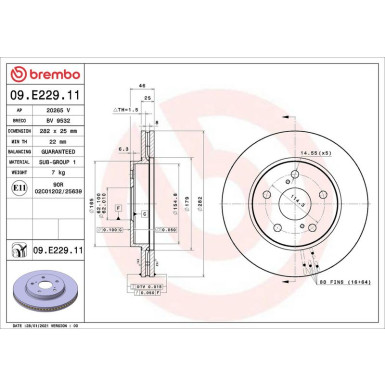 Bremsscheibe VA | TOYOTA Corolla 18 | 09.E229.11
