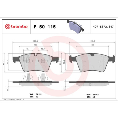 BREMBO Bremsklötze VA MERCEDES M,GL 07 PRIME LINE P 50 115