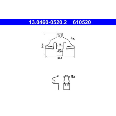 ATE Zubehörsatz, Scheibenbremsbelag 13.0460-0520.2