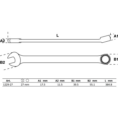 BGS Maul-Ringschlüssel | extra lang | SW 27 mm | 1229-27