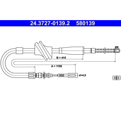 ATE Handbremsseil Seilzug Festellbremse 24.3727-0139.2 ATE Handbremsseil Seilzug Festellbremse 24.3727-0139.2